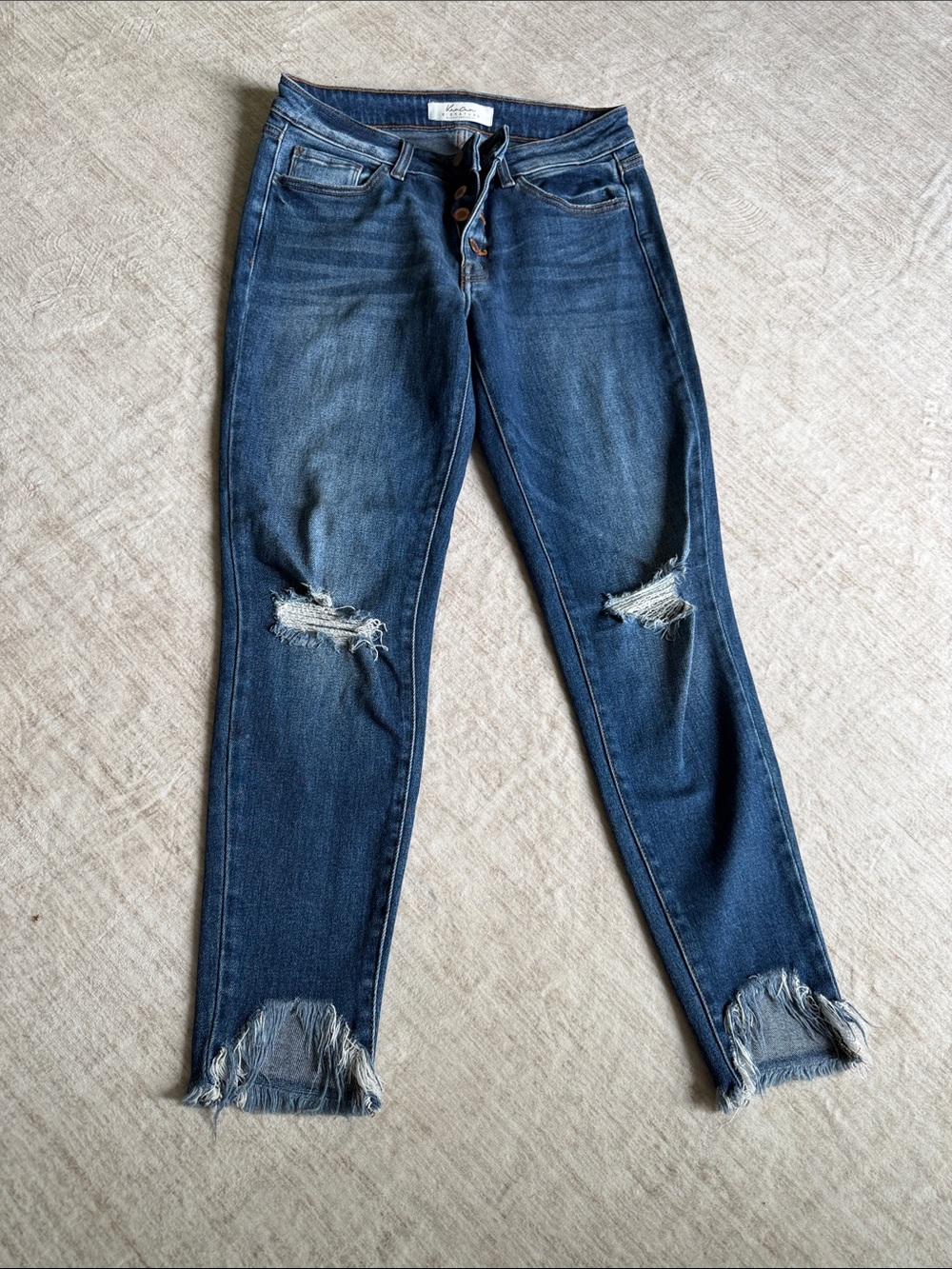 KanCan Dark Blue Distressed Ankle Skinny Jeans - Picture 1 of 2